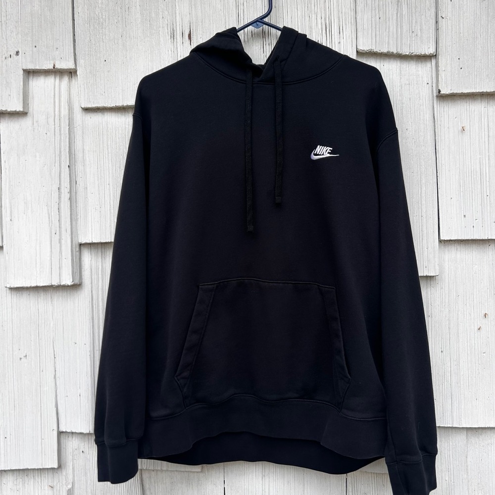 Nike Mens Sportswear Club Fleece Pullover Hoodie Black XL Embroidered Swoosh